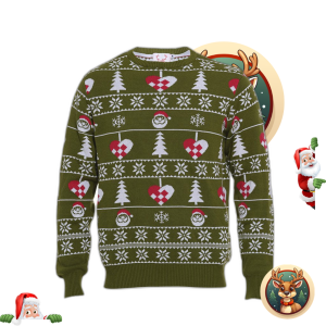 Le Pull De Noël Stylé Vert Kaki – Enfants.