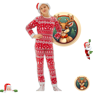 The Peaceful Pyjama De Noël Bordeaux – Enfants.