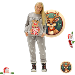 Pyjama Adorable De Rudolphe Gris – Femme.