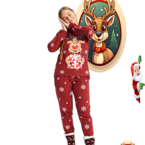 Pyjama Adorable De Rudolphe Rouge – Femme.