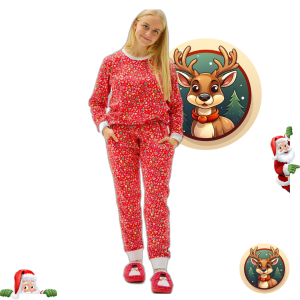 Pyjama De Noel Crazy Rouge Femme