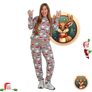 Sweatsuit De Noël Gris – Femme.