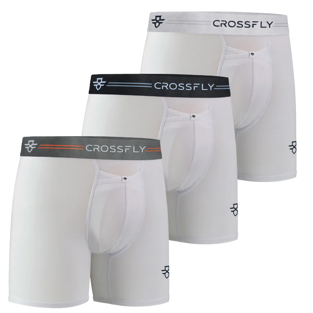 3-pack: IKON Trio Men's 6" Boxers - White Mono