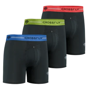 3-Pack: IKON Trio Men's 6" Boxers - Black / RGB Stripe